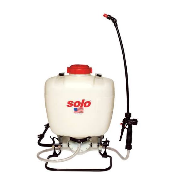 Solo 4 gal Backpack Sprayer, Poly, 48 in L Hose, 60 PSI, Cone/ Fan/ Jet Nozzle Spray Pattern, Manual - 475-B