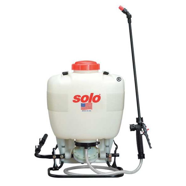 Solo 4 gal Backpack Sprayer, Poly, 48 in L Hose, 60 PSI, Cone/ Fan/ Jet Nozzle Spray Pattern, Manual - 475-B