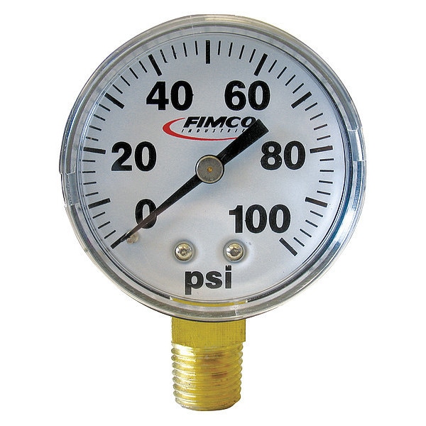 Fimco Dry Bottom Mnt Pressure Gauge, 100PSI, 2" - 7771804