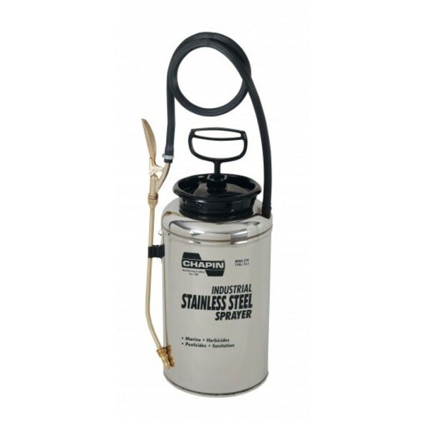 Chapin 2 gal Handheld Industrial Sprayer, Stainless Steel, 42 in L Hose, 12 in L Wand, 60 psi Max - 1739