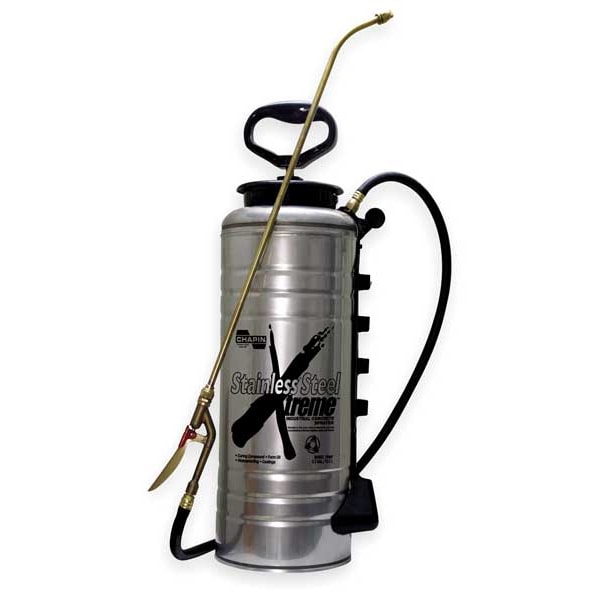 Chapin 3-1/2 gal Handheld Sprayer, Stainless Steel, 48 in L Hose, 24 in L Wand, Fan Nozzle Spray Pattern - 19069