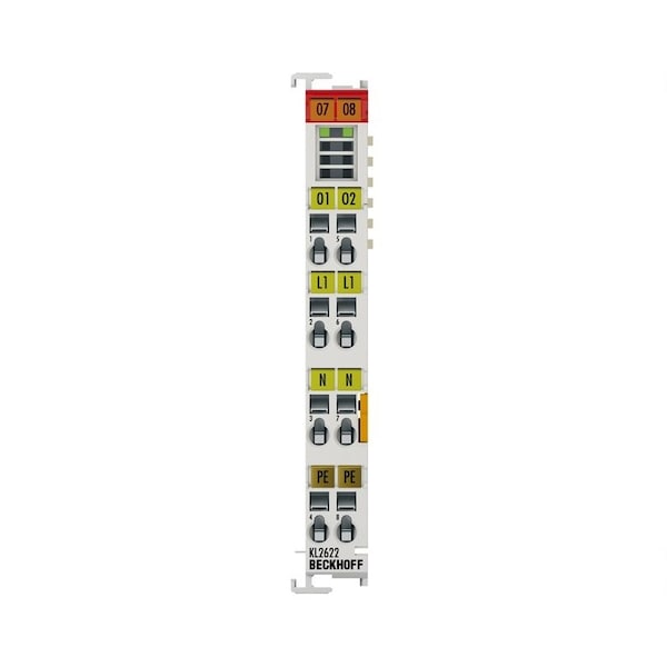 Terminal de Bus Beckhoff, salida de relé de 2 canales, 230 V CA, 30 V CD, 5 A, sin contactos de corriente - KL2622