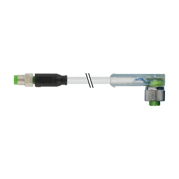 M8 macho 0° / M12 hembra 90° LED, PUR 3x0.25 gy UL/CSA+cable de arrastre 3m - 7000-88281-2300300