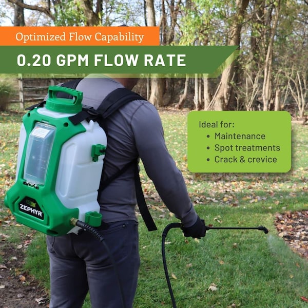 Flowzone 4 gal Backpack Battery Sprayer, Plastic, 5 ft L Hose, 40 psi Max - FZSATJ-3