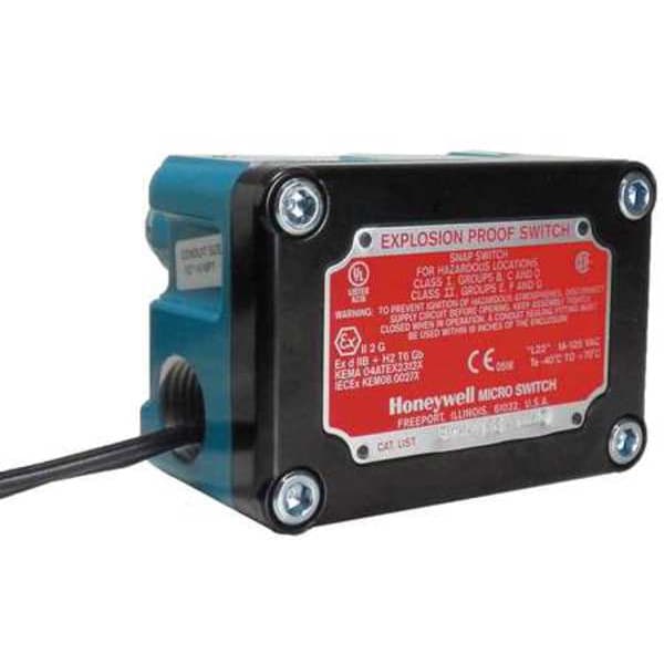 Interruptores de límite a prueba de explosión Honeywell, palanca de rodillo, rotativos, 2NC/2NO, 10A @ 250V AC, ubicación del actuador: parte superior - EXD-AR30-3.