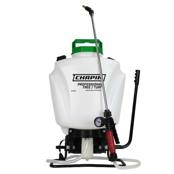 Chapin 4 gal Backpack Commercial Sprayer, Polyethylene, 48 in L Hose, 18 in L Wand, 90 psi Max - 61900