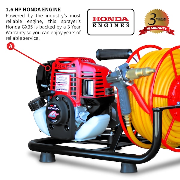 Tomahawk Power 1.3HP Skid Sprayer Barrel Mount Honda GX35 100ft Hose 500 PSI Pump - TBS500