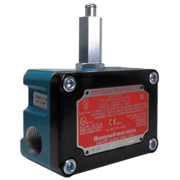 Interruptor de límite antideflagrante Honeywell, con émbolo, 1NC/1NO, 5A @ 480V AC, Localización del actuador: Parte superior - EX-Q400.