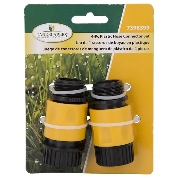 Landscapers Select Hose Connector Set, Male Thread and Female Thread, Plastic, Yellow and Black - GC520+GC540+GC522
