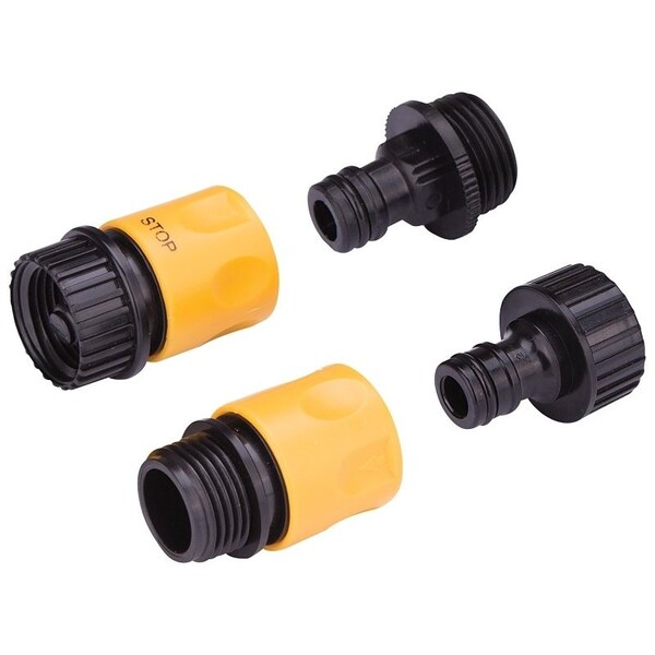 Landscapers Select Hose Connector Set, Male Thread and Female Thread, Plastic, Yellow and Black - GC520+GC540+GC522