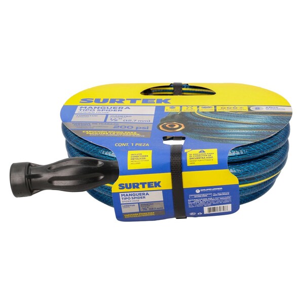 Surtek Spider garden hose with metallic connector 1/2in 25m reel - M12S25