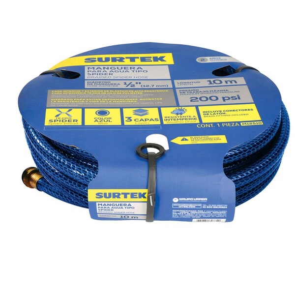 Surtek Spider garden hose with metallic connector 1/2in 25m reel - M12S25
