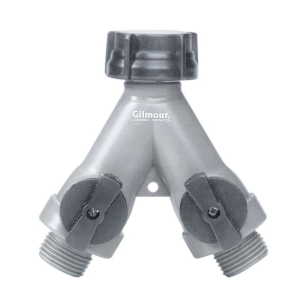 Gilmour Gilmour Polymer Threaded Male Y-Hose Connector with Shut Offs - 800024-1001