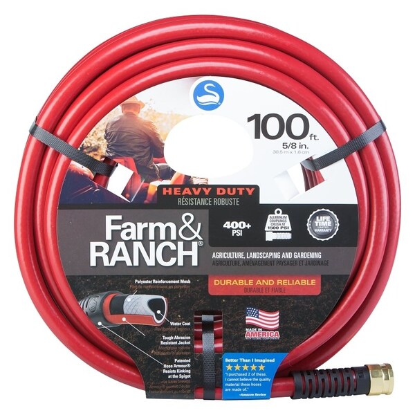 Swan SNFR58100 Garden Hose, 58 in, 100 ft L, Female x Male, Polyester, Red - CSNFR58100