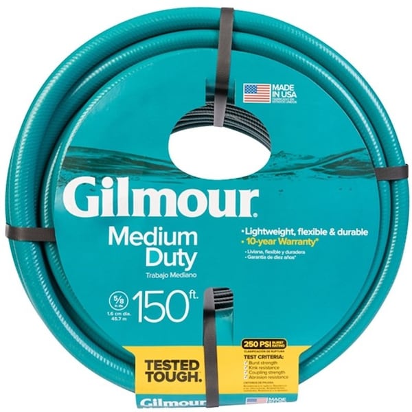 Gilmour MFG 8160511010 MediumDuty Garden Hose, 150 ft L, Vinyl, Green - 816051-1014