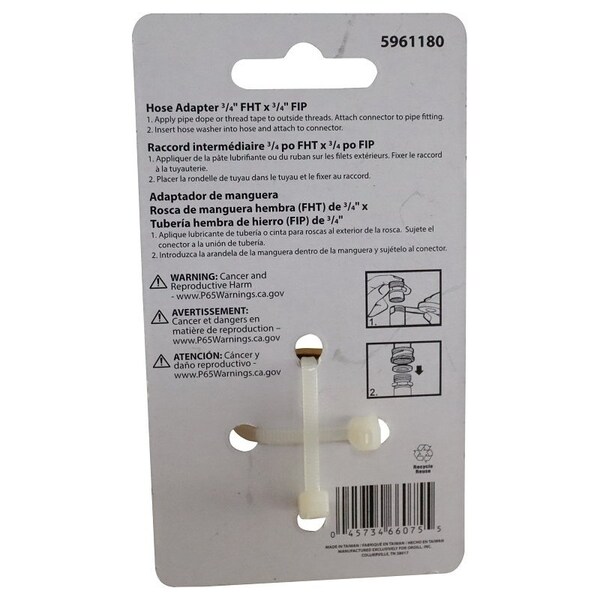 Landscapers Select Hose Adapter, 3/4 x 3/4 in, FHT x FIP, Brass, Brass, For: Garden Hose - PMB-055-3LC