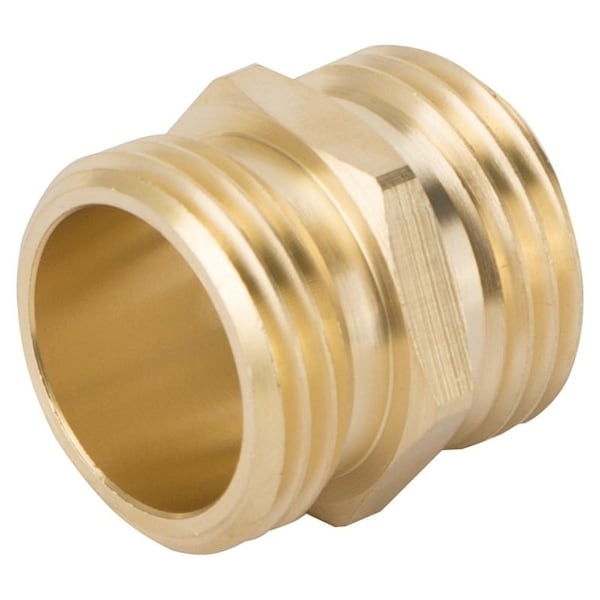 Landscapers Select Garden Hose Connector, 3/4 x 3/4 in, MNH x MNH, Brass, Brass - GHADTRS-3