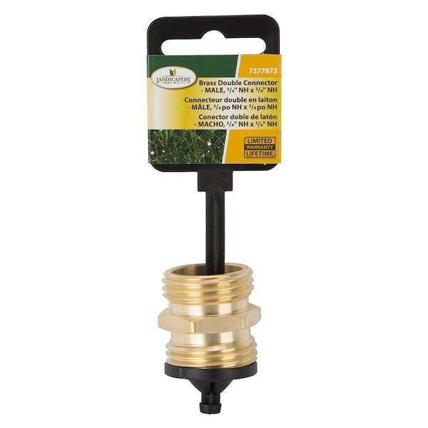 Landscapers Select Garden Hose Connector, 3/4 x 3/4 in, MNH x MNH, Brass, Brass - GHADTRS-3