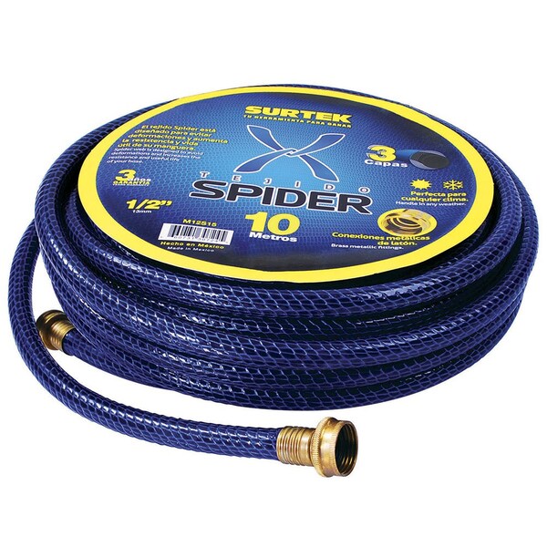 Surtek Spider Garden Hose with Metallic Connector 12 10M Reel - M12S10