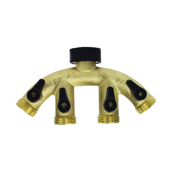Gilmour Gilmour 5/8 in. Brass Threaded Male 4-Way Shut-off Valve - 800444-1001