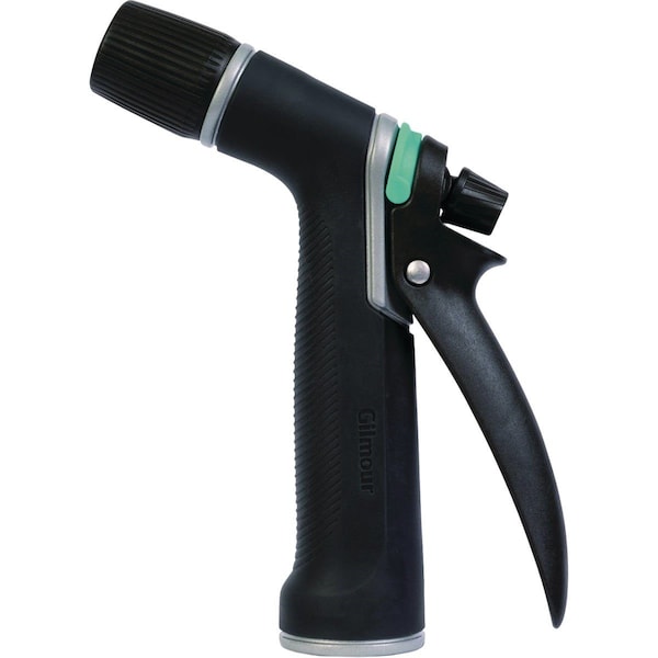 All-Source Gilmour Metal Adjustable Rear Trigger Pistol Nozzle, Black & Green - 813702-1001
