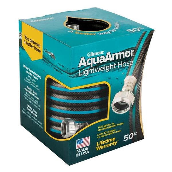 Fiskars 0.5 in. dia. x 25 ft. Gilmour AquaArmor Plastic Garden Hose, Black - 7012485