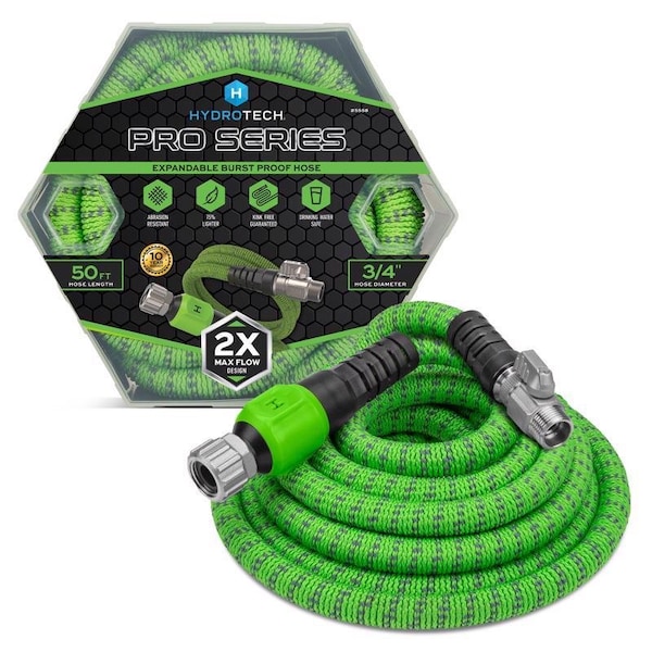 Hydrotech ProSeries 3/4 in. D X 50 ft. L Heavy Duty Professional Grade Expandable Flexible Garden Ho - 5558C3