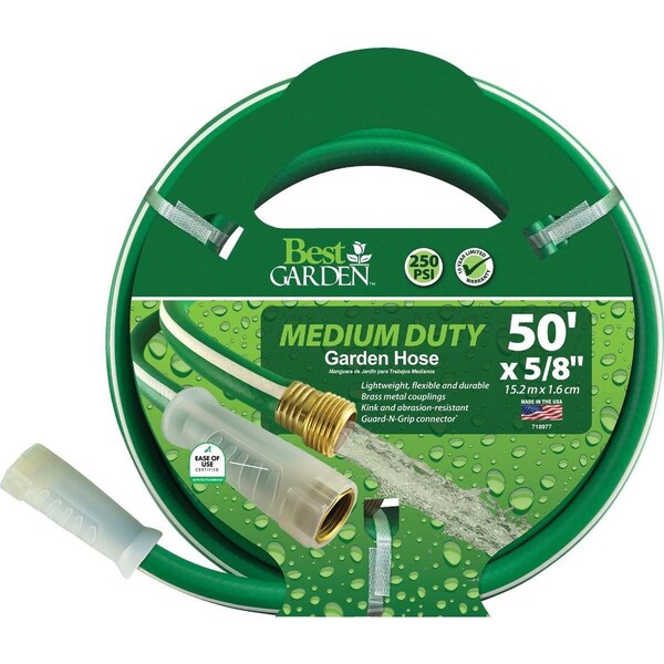 Best Garden 5/8 In. Dia. x 50 Ft. L. Medium-Duty Vinyl Garden Hose W/Guard-N-Grip - DBAW5850V2