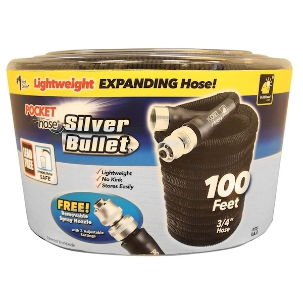 Telebrands Expandable Water Hose, 100 ft L, Plastic, Black - 13490-6