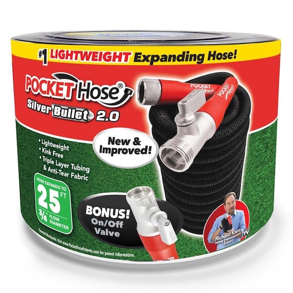 Pocket Hose Silver Bullet 2.0 3/4 in. D X 25 ft. L Medium Duty Expandable Flexible Garden Hose - 17842-6