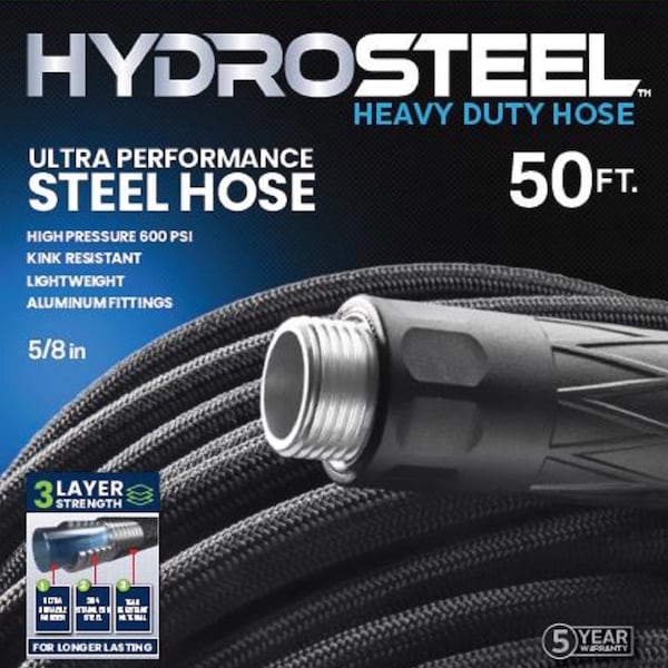 Hydrosteel Hydrosteel 5/8 in. D X 50 ft. L Heavy Duty Garden Hose - 8589