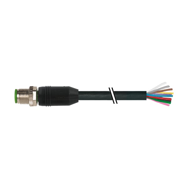 Murr Elektronik M12 MACHO 0°, PUR 12x0, 14 negro, conector AIN de 0.6m - 7000-19001-7050060