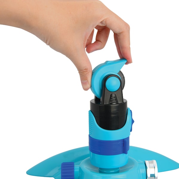 Aqua Joe 4-Pattern Gear Drive Sprinkler w/ Lie-Flat Metal Base for Any Landscape - AJ-MSSBM
