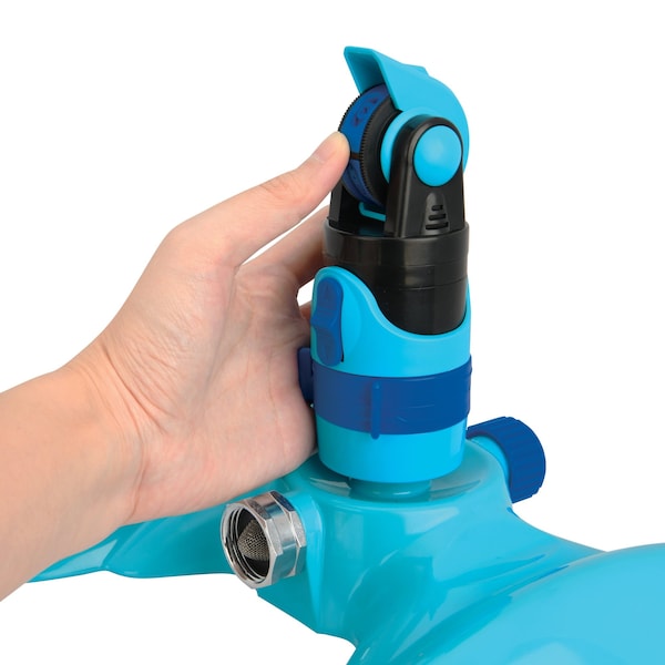Aqua Joe 4-Pattern Gear Drive Sprinkler w/ Lie-Flat Metal Base for Any Landscape - AJ-MSSBM