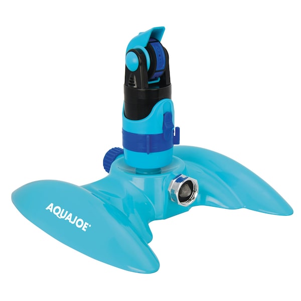 Aqua Joe 4-Pattern Gear Drive Sprinkler w/ Lie-Flat Metal Base for Any Landscape - AJ-MSSBM