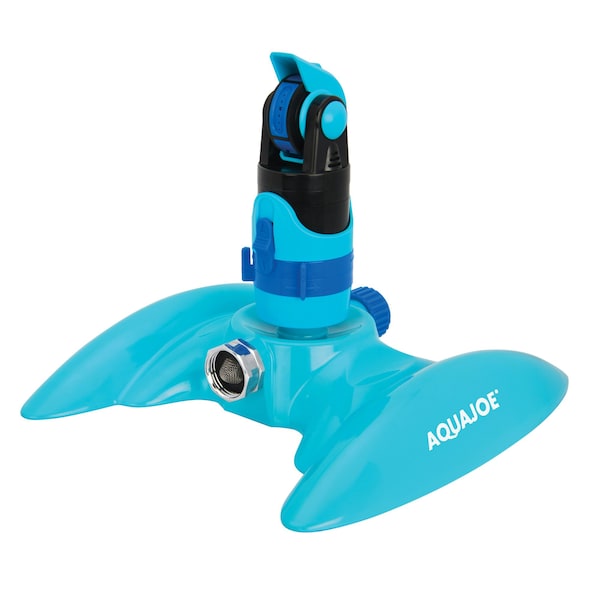 Aqua Joe 4-Pattern Gear Drive Sprinkler w/ Lie-Flat Metal Base for Any Landscape - AJ-MSSBM