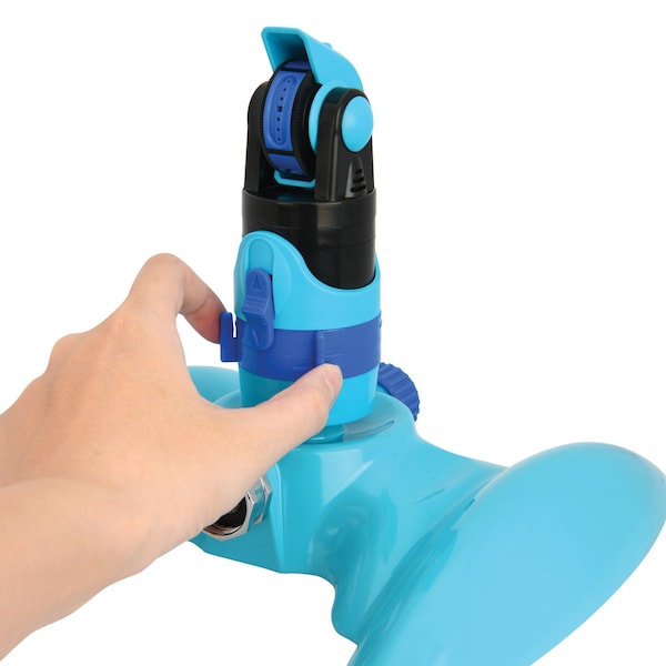 Aqua Joe 4-Pattern Gear Drive Sprinkler w/ Lie-Flat Metal Base for Any Landscape - AJ-MSSBM