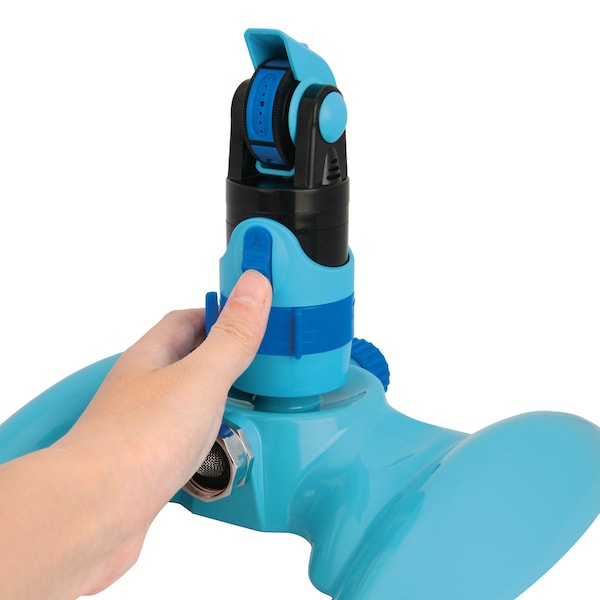 Aqua Joe 4-Pattern Gear Drive Sprinkler w/ Lie-Flat Metal Base for Any Landscape - AJ-MSSBM