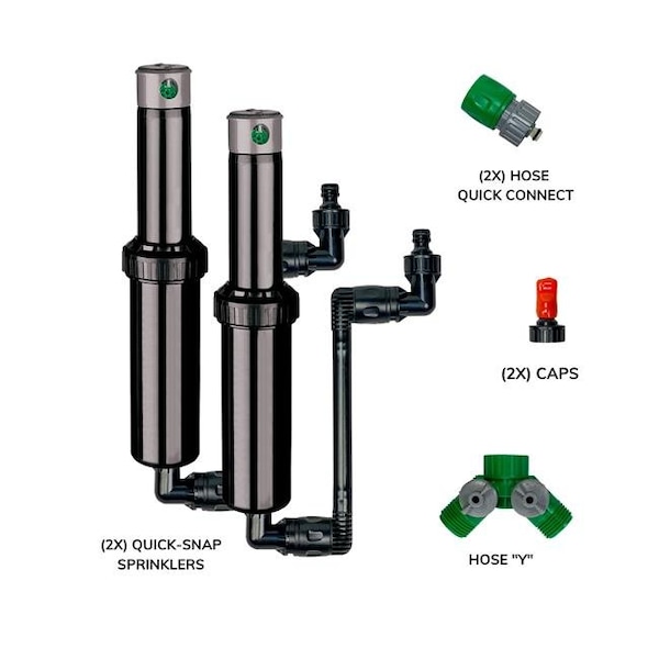 Autowater Irrigation Autowater QSK-742 Quick Snap in Ground 5 in. Pop Up Adjustable Sprinkler with Quick Hose Connectors & Splitter; Pack of 2 - QSK-742
