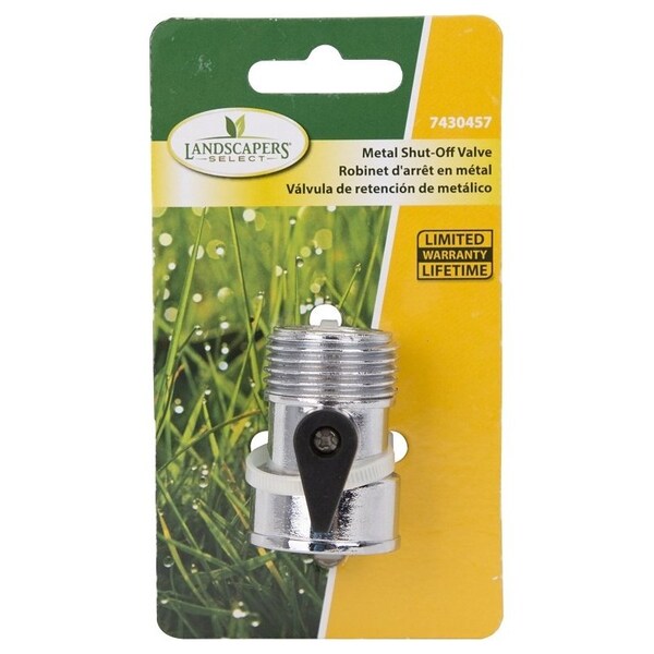 Landscapers Select Hose Shut-Off Valve, 3/4 in, Female, 1 -Port/Way, Zinc Body, Silver, Chrome - GC5043L
