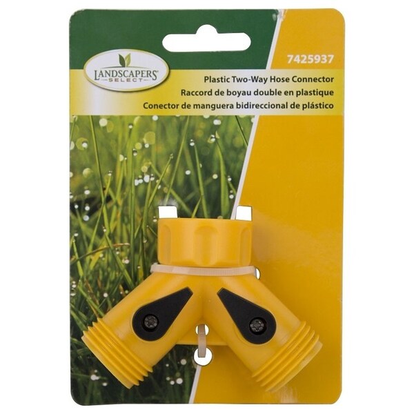 Landscapers Select Y-Connector, Female and Male, Plastic, Yellow, For: Garden Hose and Faucet - GC5113L