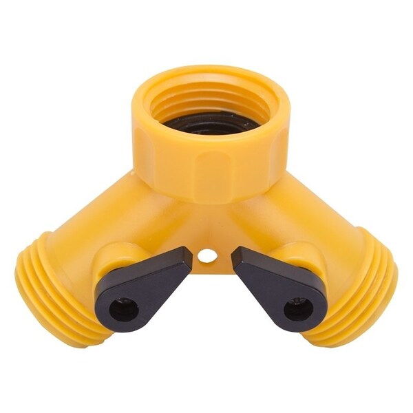 Landscapers Select Y-Connector, Female and Male, Plastic, Yellow, For: Garden Hose and Faucet - GC5113L