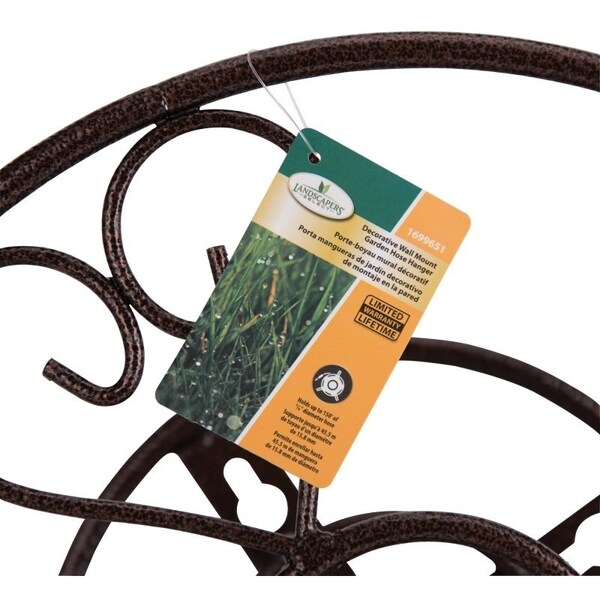 Landscapers Select Hose Hanger, 150 ft Capacity, Steel, Hammertone Brown, Powder-Coated, Wall Mounting - HH021