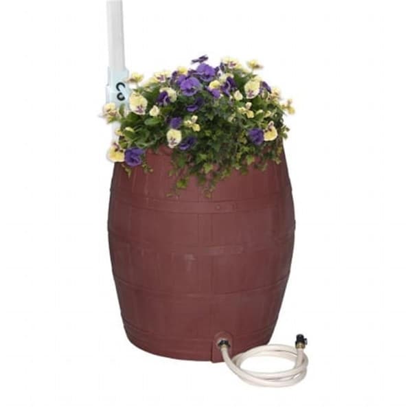 Patioplus Whiskey Barrel Flat-Sided Rainwater Urn - Brown - PA834729