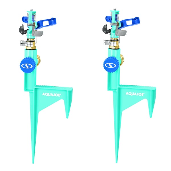 Snow Joe Aqua Joe Indestructible Zinc Impulse 360degree Sprinkler W Step Spike - AJ-ISH-2PK