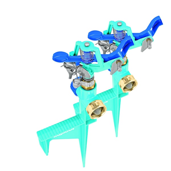 Snow Joe Aqua Joe Indestructible Zinc Impulse 360degree Sprinkler W Step Spike - AJ-ISH-2PK