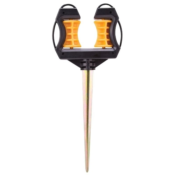 Landscapers Select Hose Guide, 10-5/8 in OAL, Plastic Guide, Metal Spike, Black/Yellow - GM-203