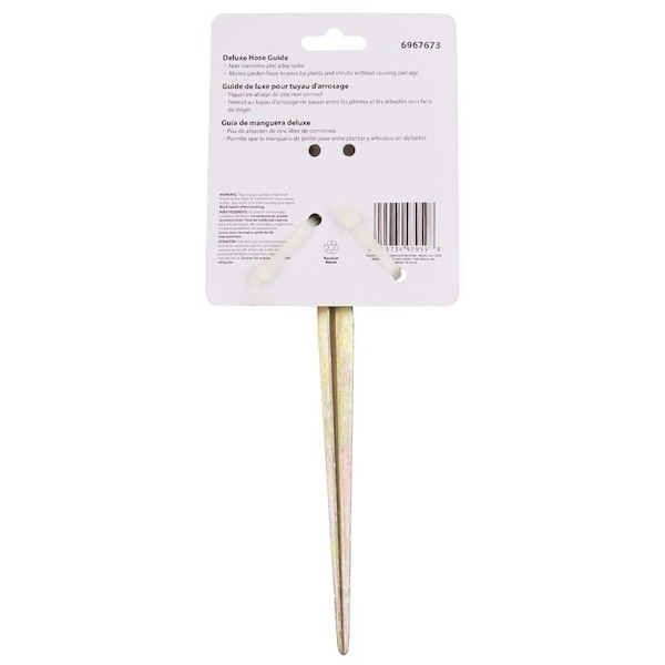 Landscapers Select Hose Guide, 10-5/8 in OAL, Plastic Guide, Metal Spike, Black/Yellow - GM-203