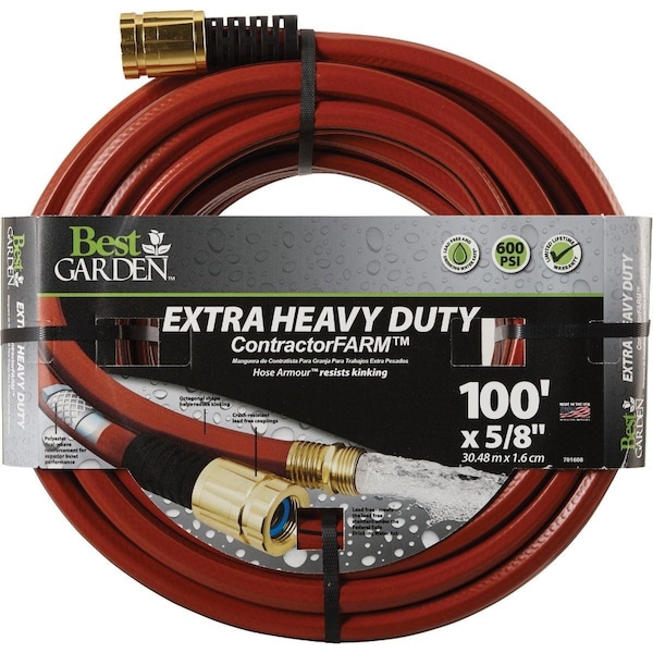 Best Garden 5/8 In. Dia. x 100 Ft. L. Drinking Water Safe Contractor Hose - DBELCF58100