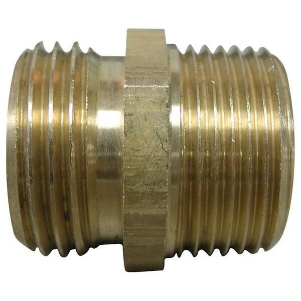 Landscapers Select Hose Adapter, 3/4 x 3/4 x 1/2 in, MHT x MIP x FIP, Brass, Brass, For: Garden Hose - PMB-466LFBC